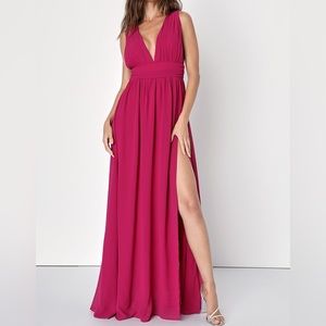 Lulu’s Heavenly Hues Magenta Maxi Dress Size Small - Bridesmaid, evening, etc.